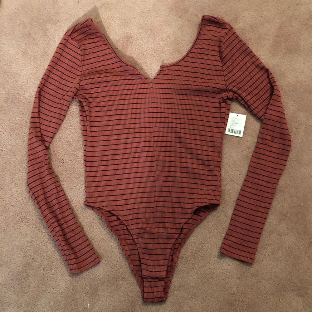 Urban Outfitters Long Sleeved Stripped Leotard